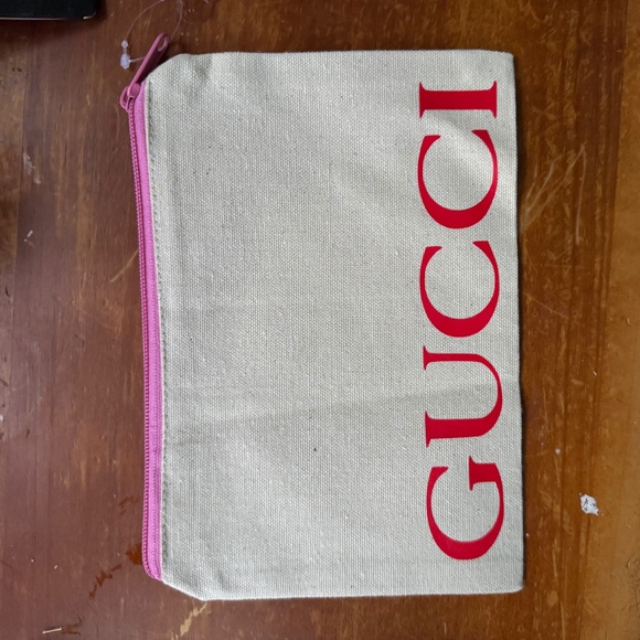 New Guccis Canvas Zippered Bee Pouch  - Picture 3 of 3